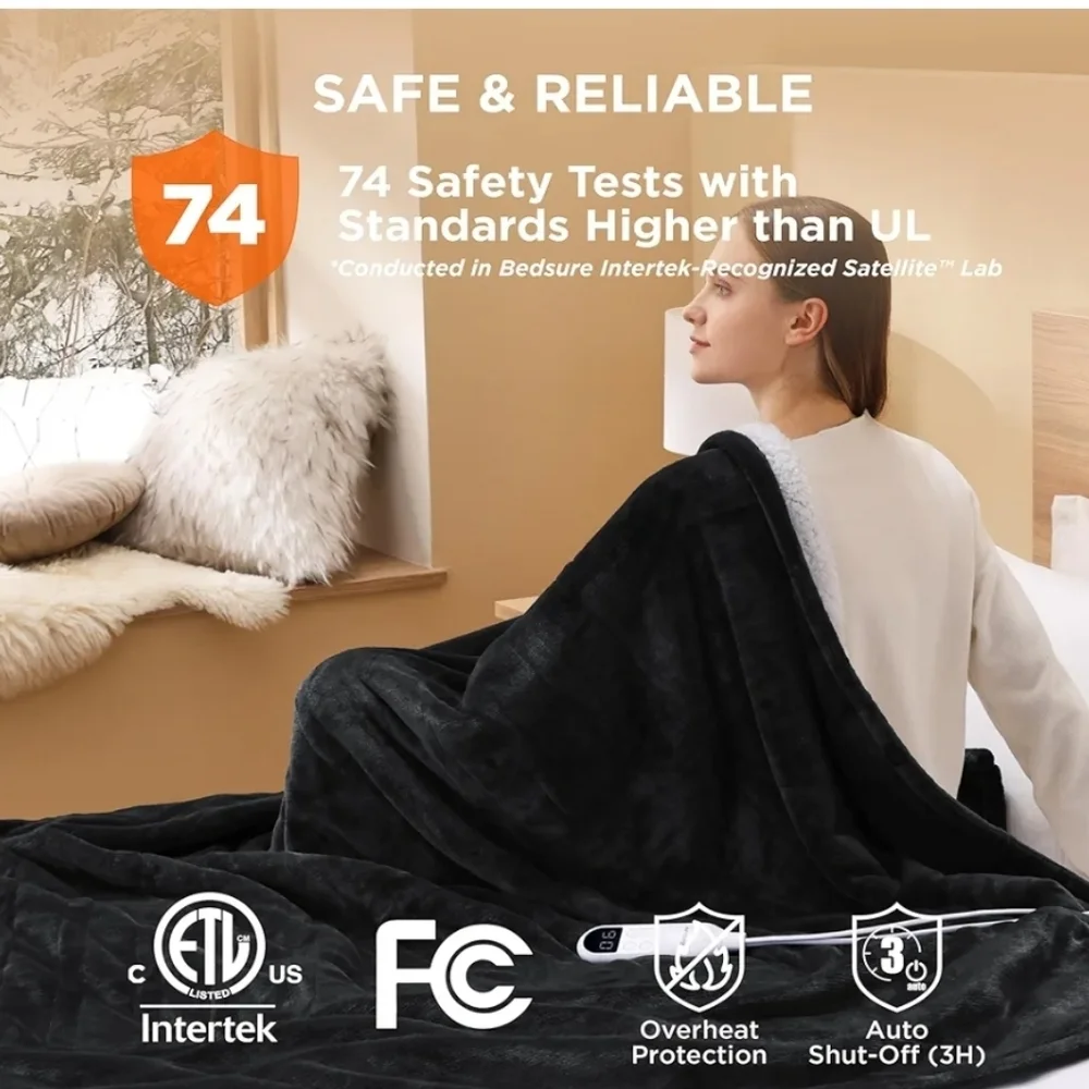 Black Heated Blanket New